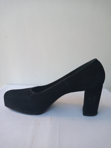 Zapatos Cuero Gamuza Color Negro,sylvie Geronimi,n.40