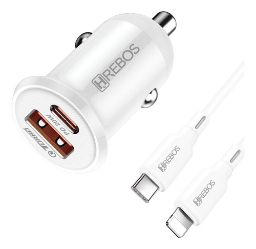 Carregador Veicular Turbo Usb-c + Usb Pd 20w Para iPhone 15