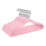 Kit 100 Cabides Veludo Infantil Slim Ultrafino Rosa Salmão