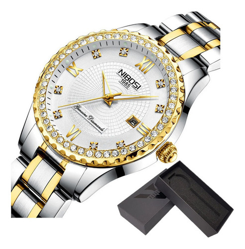 Relógios De Quartzo Luminoso Com Diamante De Luxo Nibosi