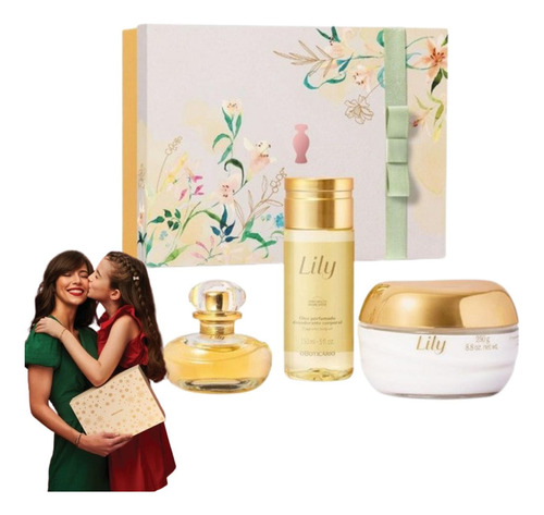 Kit Lily Presente Feminino Perfume Boticario Dia Das Mães Creme Hidratante E Oleo Perfumado