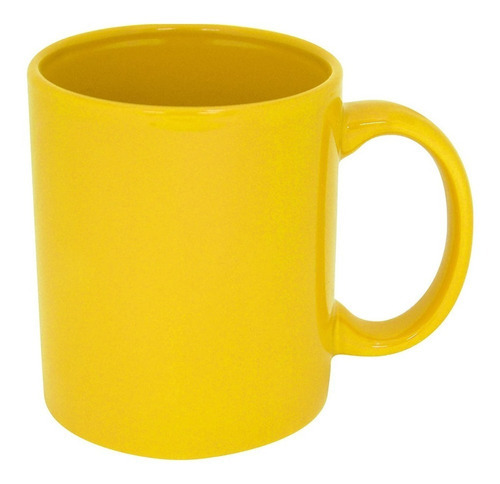Tazas De Cerámica Biona Jarro Mug Apto Microondas 360cc X 6u Color Amarillo