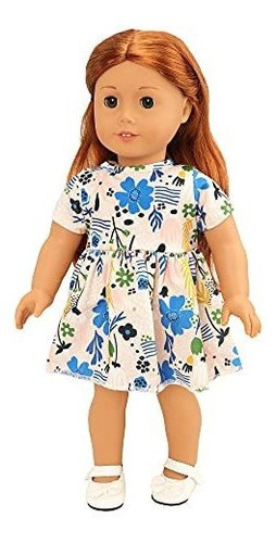 Barwa American Doll Girl Doll Clothes Flower Print Holiday D
