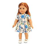 Barwa American Doll Girl Doll Clothes Flower Print Holiday D