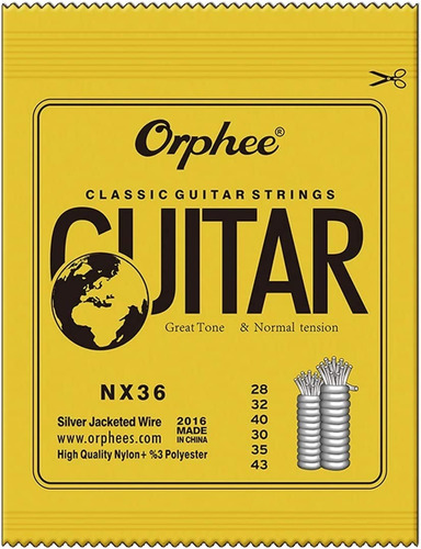 Encordado Para Guitarra Acústica Orphee Nx36 (28-43)