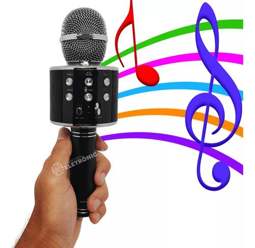 Micrófono Inalámbrico Karaoke, Lector De Tarjetas Sd Bluetooth De 3 W, Color Negro
