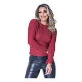 Blusa Frio Manga Longa Tricot Outono Inverno