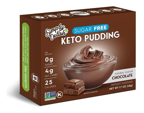 Simply Delish Puding Keto Sabor Chocolate Sugar Free 48 G