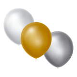 50 Balão Látex Bexiga Perolizado Nº8 Decoração Festa Happy Cor Ouro