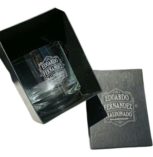 Vaso Whisky Cristal Grabado Personalizado En Caja Forrada