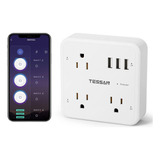 Enchufe Inteligente Marca Tessan/3 Tomas/3 Usb/blanco