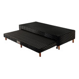 Cama Box Base C/auxiliar Solteiro Bordado Preto (88x30)paro