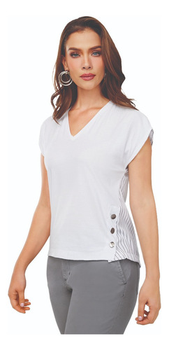 Blusa Mujer Blanco Asimetrica 273-44