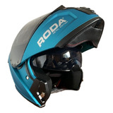 Casco Roda Pilot Celeste Metal Abatible Con Mica Repuesto