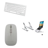 Teclado Mouse Wireless E Suporte Branco Para Notebook Dell