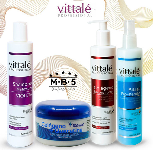 Kit Completo De 4pz De Nutrición Vittalé Para Cabello Plata