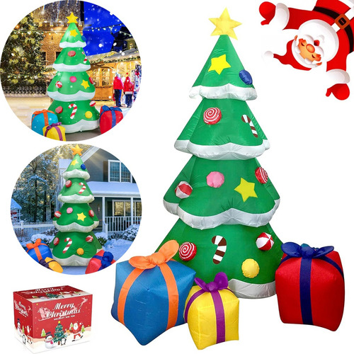 Árbol De Navidad Inflable Decorativo De 2.1m Con Luces Led