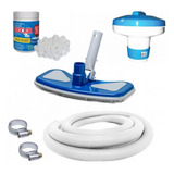 Kit Aspirador De Piscina + Mangueira 4m + Flutuador + Cloro