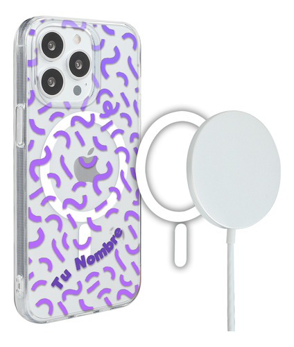 Funda Para iPhone Magsafe Para Mujer Confeti Con Tu Nombre