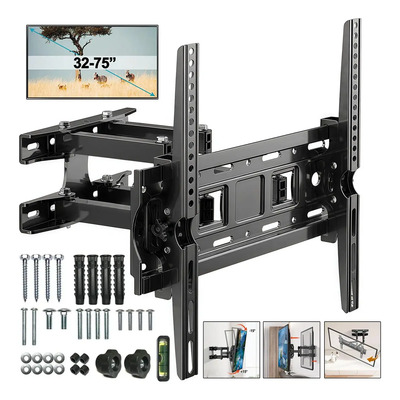 Soporte Base Doble Brazo Para Pantalla Tv Monitor 32 A 75 Pulgadas Soporta Max 30kg Soporte De Tv Universal Compatible Soporte Universal Mural Inclinable Y Ajustable RexQualis® Color Negro | Envío gratis