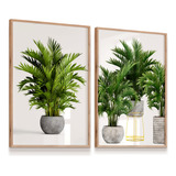 Quadro Decorativo Vasos Natureza Folhas Verdes 63x83 Vidro 