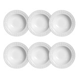 Jogo Prato Fundo Porto Brasil Cerâmica Branco Acanthus Kit 6