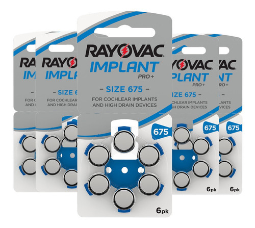 30 Pilhas Bateria Rayovac Tam 675 Implant Pro - Coclear