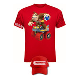 Camiseta Manga Corta Donkey Kong Kart Obsequio Gorra 