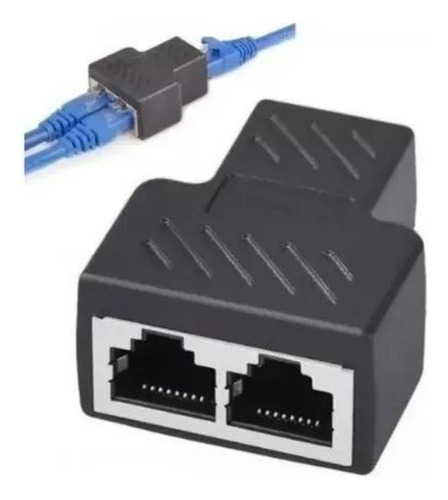 Conector Extensor Duplicador Rj45 Splitter Plug T Preto