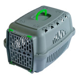 Caixa Transporte N1 Pet Cães/gatos Porta De Plástico E Alça Cor Verde
