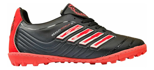 Tenis Futbol Rápido Fut7 Negro Rojo Cosidos  Weasley Resiste | Envío gratis