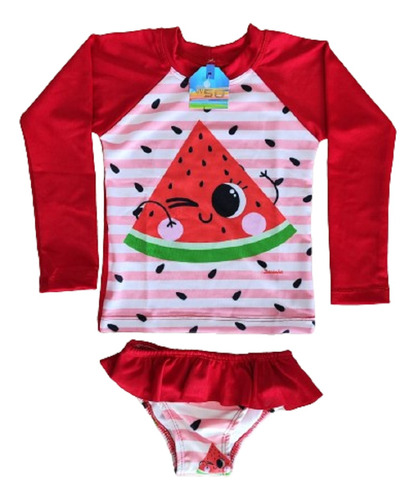 Roupa Banho Praia Infantil Proteção Solar Uv50 Menina Melanc