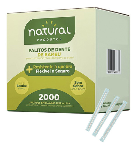 Palito De Dente Bambu Embalado 1 A 1 Individual Sache C/2000