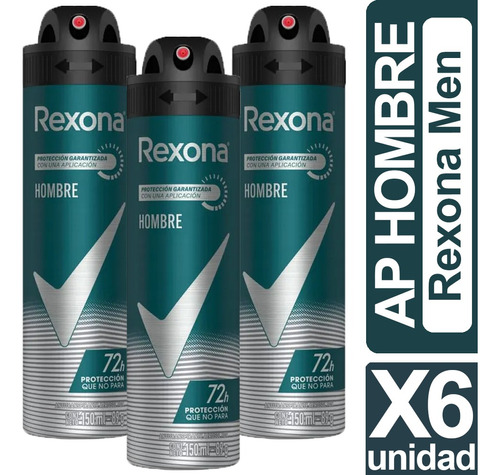 Desodorante Rexona Ap Hombre Pack De 6 Unidades 150ml