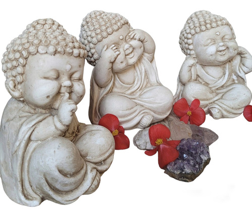 Trio Budas Sabios Bebes Ciego Sordo Mudo Decoración Monjes