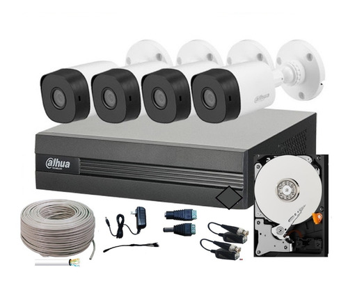 Kit 4 Camaras Bullet 2mp Dvr 1080p Lite Balun Utp 160m 500gb