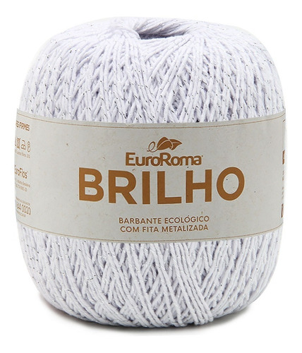 Barbante Euroroma Brilho Prata N°6 400g 406mts Crochê Tricô