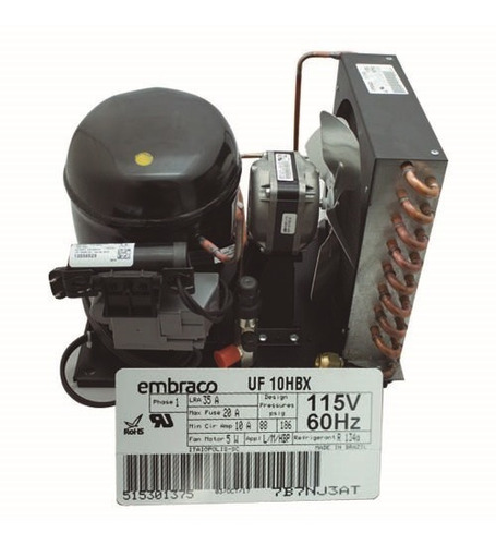 Unidad Condensadora Embraco 1/4+hp 115v 60hz R4134a  Uf10hbx