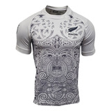 Camiseta Rugby Quince All Blacks Maori Blanca Adultos