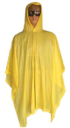 Poncho Lluvia Agua Pvc 100% Impermeable Amarillo Azul-fran