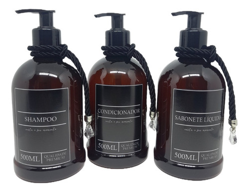 Kit Dispenser Shampoo Condicionador Sabonete Liquido Ambar