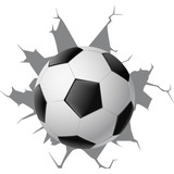 Adesivo Decoração Buraco Vidro Quebrado Parede Bola Futebol