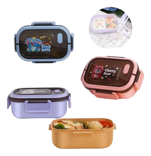 Lunchera Vianda C/ 3 Divisiones Bandeja Salsero Y Cubiertos
