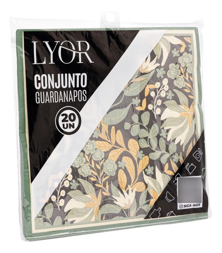 20 Guardanapos De Papel Lyor Estampado Green Garden 33cm