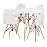 Comedor Moderno Blanco +4 Sillas Acrílico Eames Minimalista