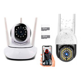 2 Camaras Wifi Ptz Exterior + 3 Antenas Interior + 2 Sd 32gb