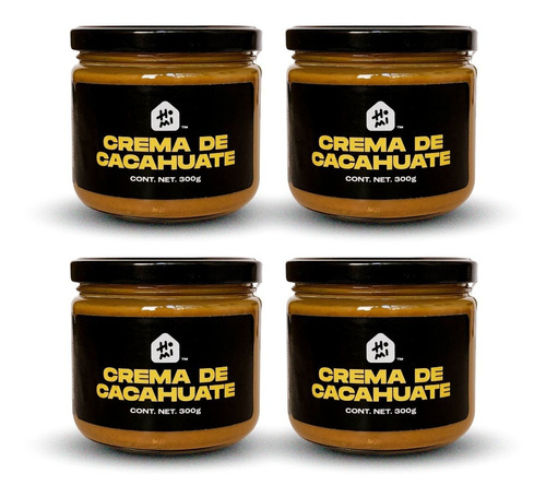 4 Tarros Crema De Cacahuate Natural (300g C/u)