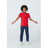 Camisa Polo Básica Menino  Algodão Com Bordado Hering Kids 