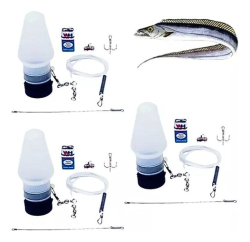 3 Kits Completos P/ Pesca Noturna De Peixe Espada 