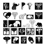 25 Vectores Elefantes Corte Láser Router Plotter Cnc
